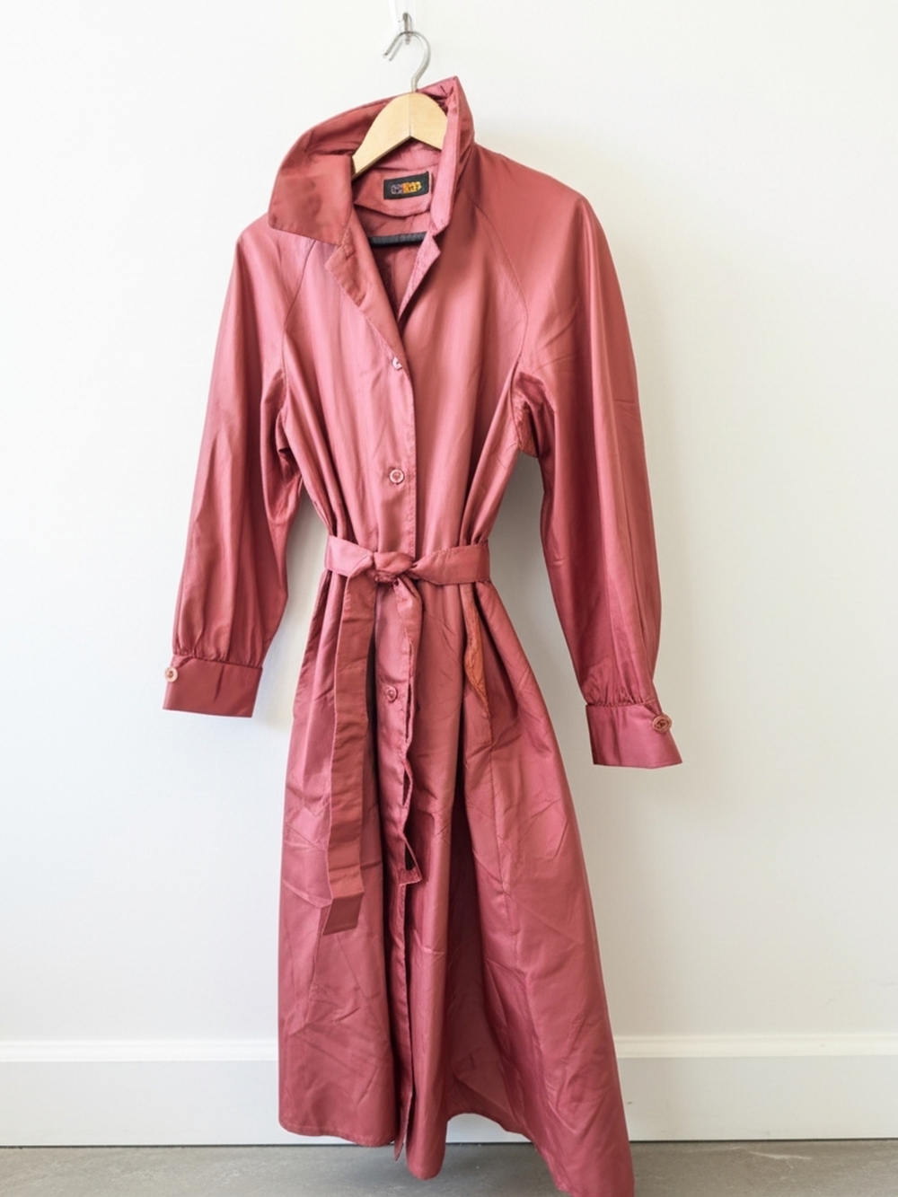 totes Dusty Rose Trench Coat with Tie Belt No Hood Size 12